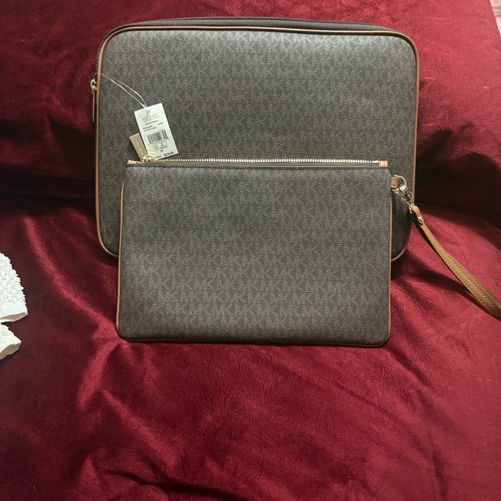 Michael Kors Black and Brown Men's Laptop Bag Set